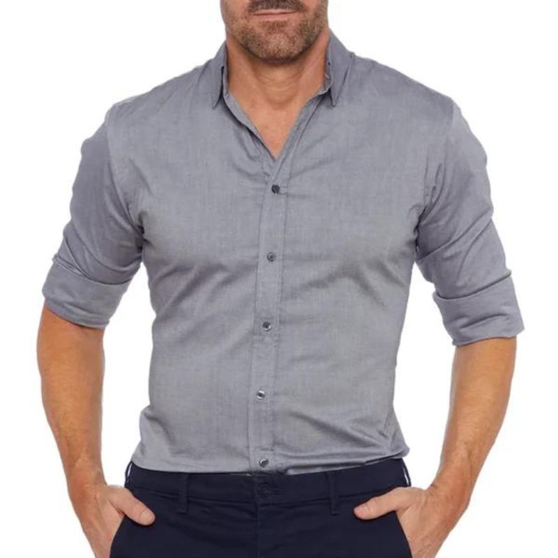 Men's zip-up shirt – Slim fit – Breathable fabric – Wrinkle-resistant – Casual chic style