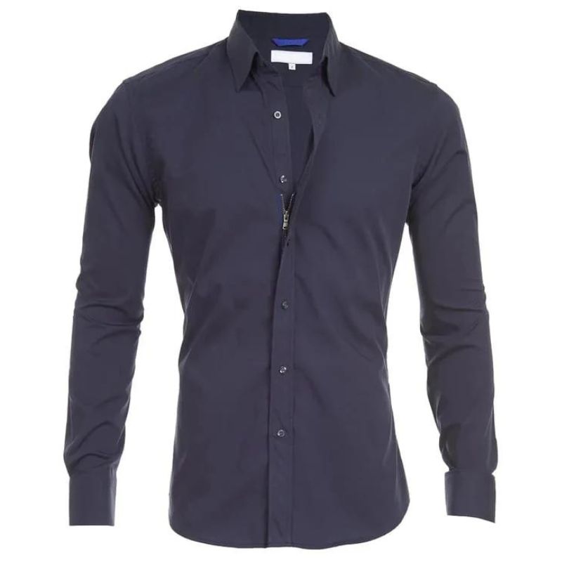 Men's zip-up shirt – Slim fit – Breathable fabric – Wrinkle-resistant – Casual chic style