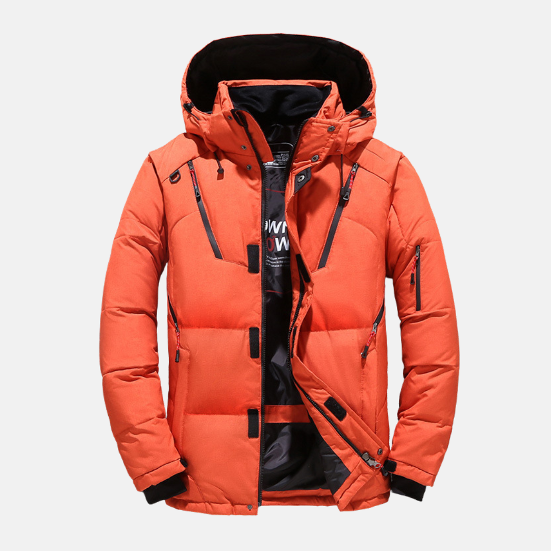 Men’s Down Jacket - Insulated - Hooded - Multiple Pockets - Relaxed Fit