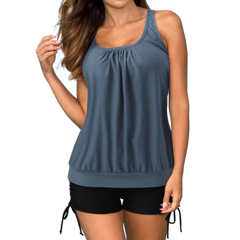 Tankini Set for Women – Flowing Tankini – Fitted Shorts with Drawstrings – Breathable Stretch Fabric