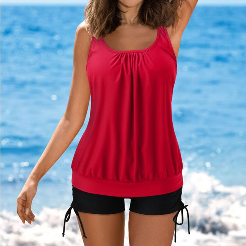 Tankini Set for Women – Flowing Tankini – Fitted Shorts with Drawstrings – Breathable Stretch Fabric