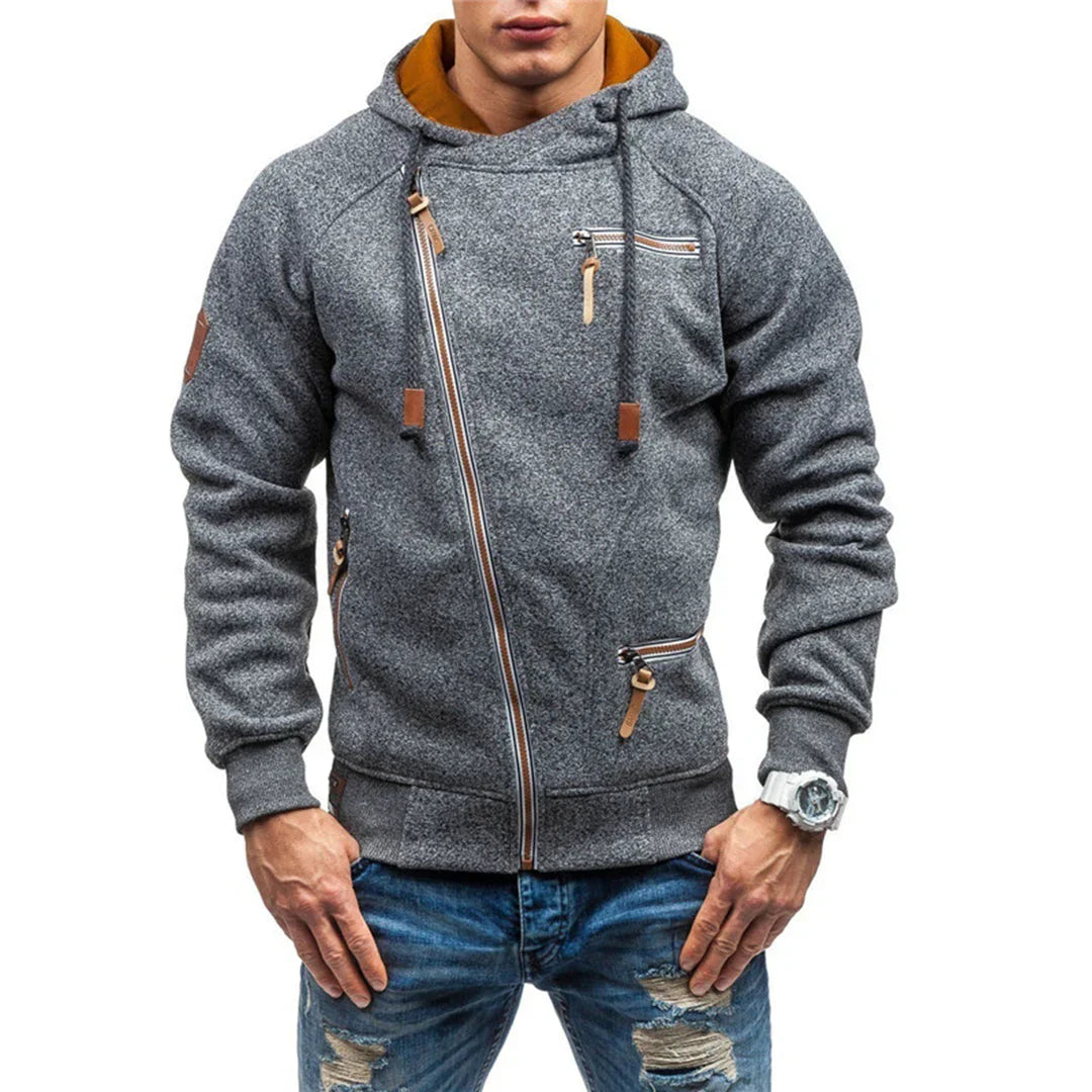 Men's Hoodie - Fleece - Regular Fit - Raglan Sleeves - Zipped Pockets