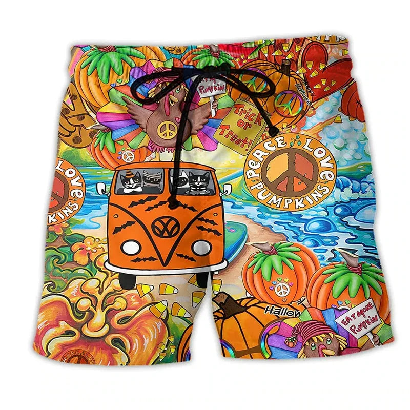 Men's swim shorts – Straight cut – Quick-drying – Boho print – Adjustable waist