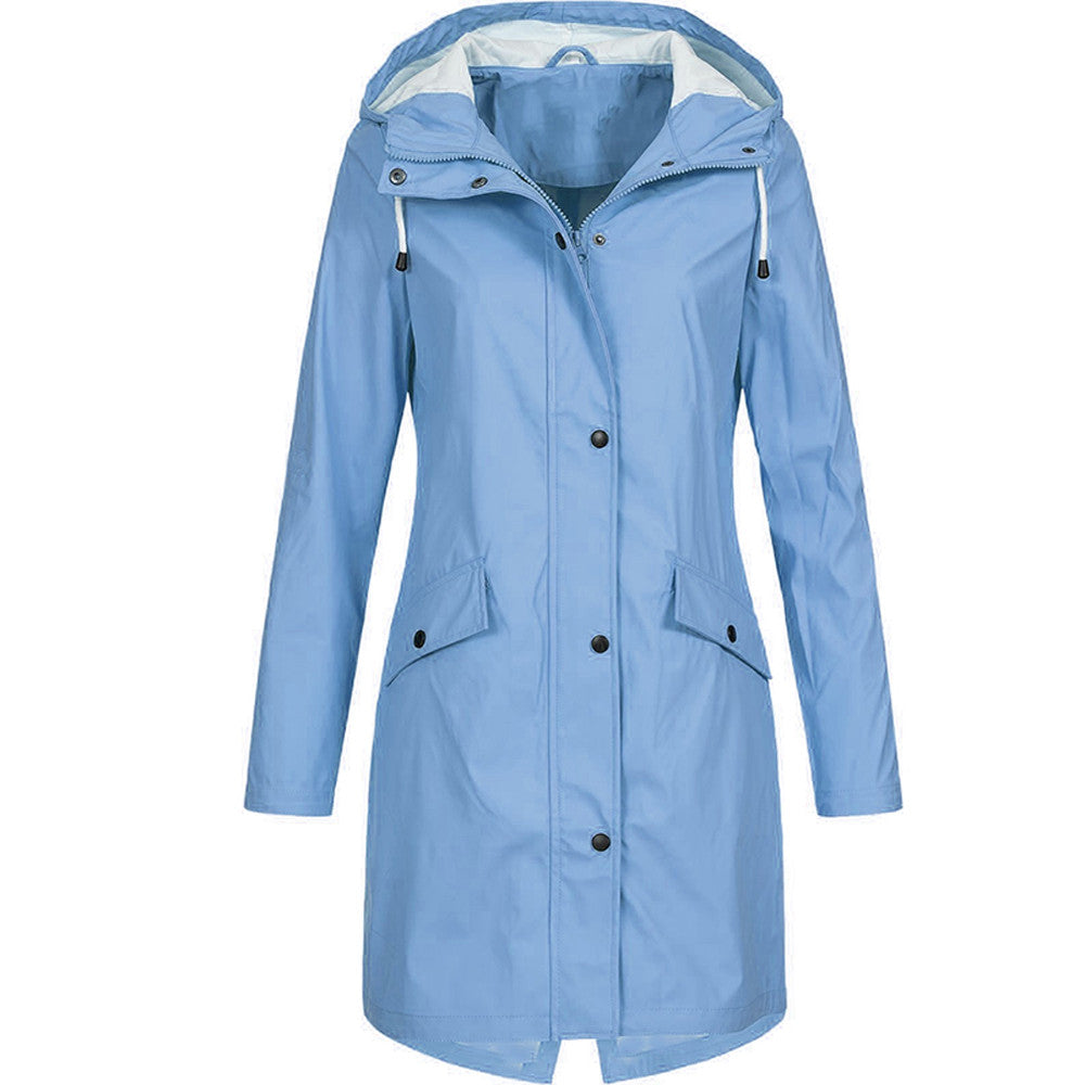 Veste imperméable femme – Coupe droite – Capuche réglable – Longueur mi-cuisse