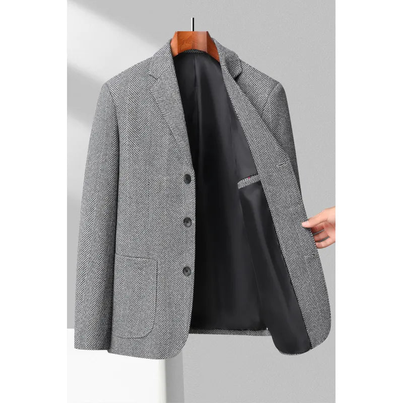 Veste homme – Coupe ajustée – Tissu texturé – Revers cranté – Fermeture 3 boutons