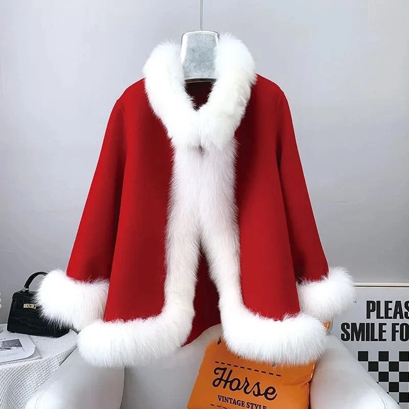 Women's Coat - Wool Blend - Oversized Cut - Stand Collar - Mid-Thigh Length