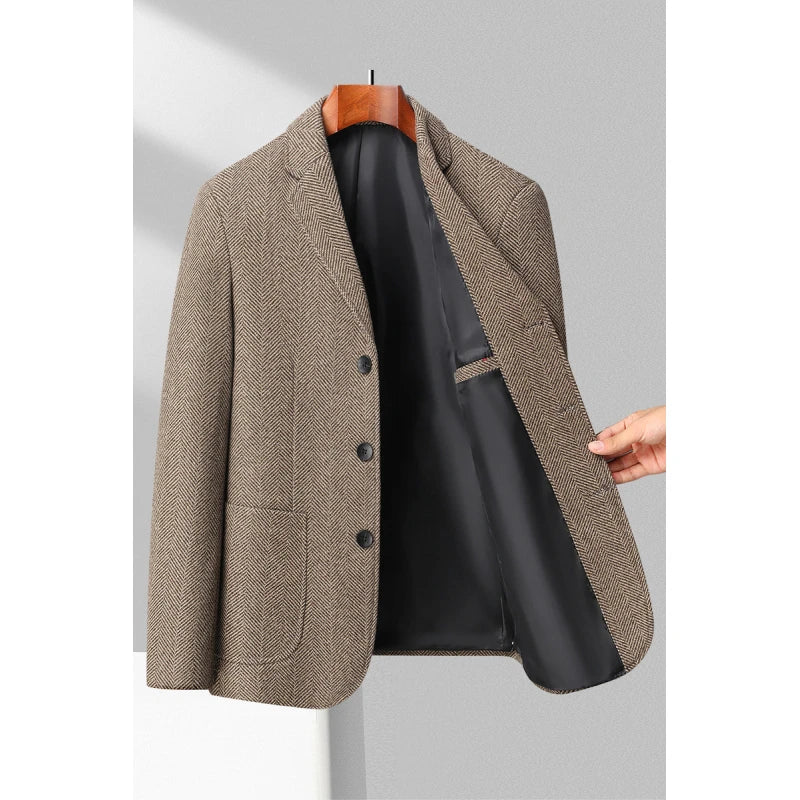 Veste homme – Coupe ajustée – Tissu texturé – Revers cranté – Fermeture 3 boutons