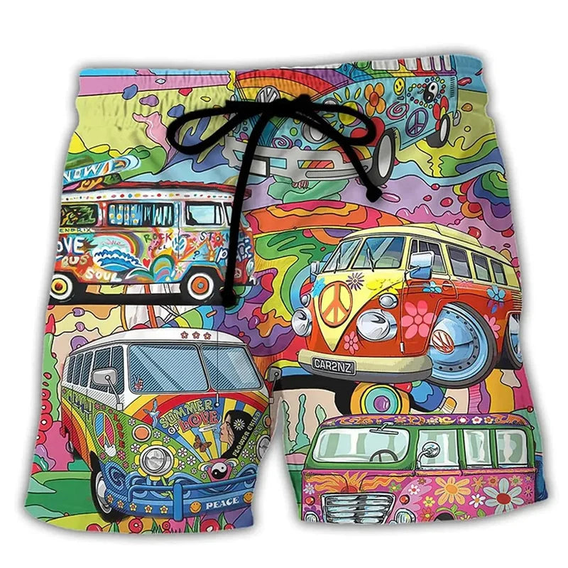 Men's swim shorts – Straight cut – Quick-drying – Boho print – Adjustable waist