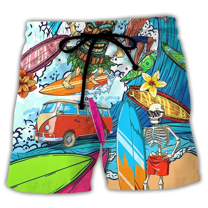 Men's swim shorts – Straight cut – Quick-drying – Boho print – Adjustable waist