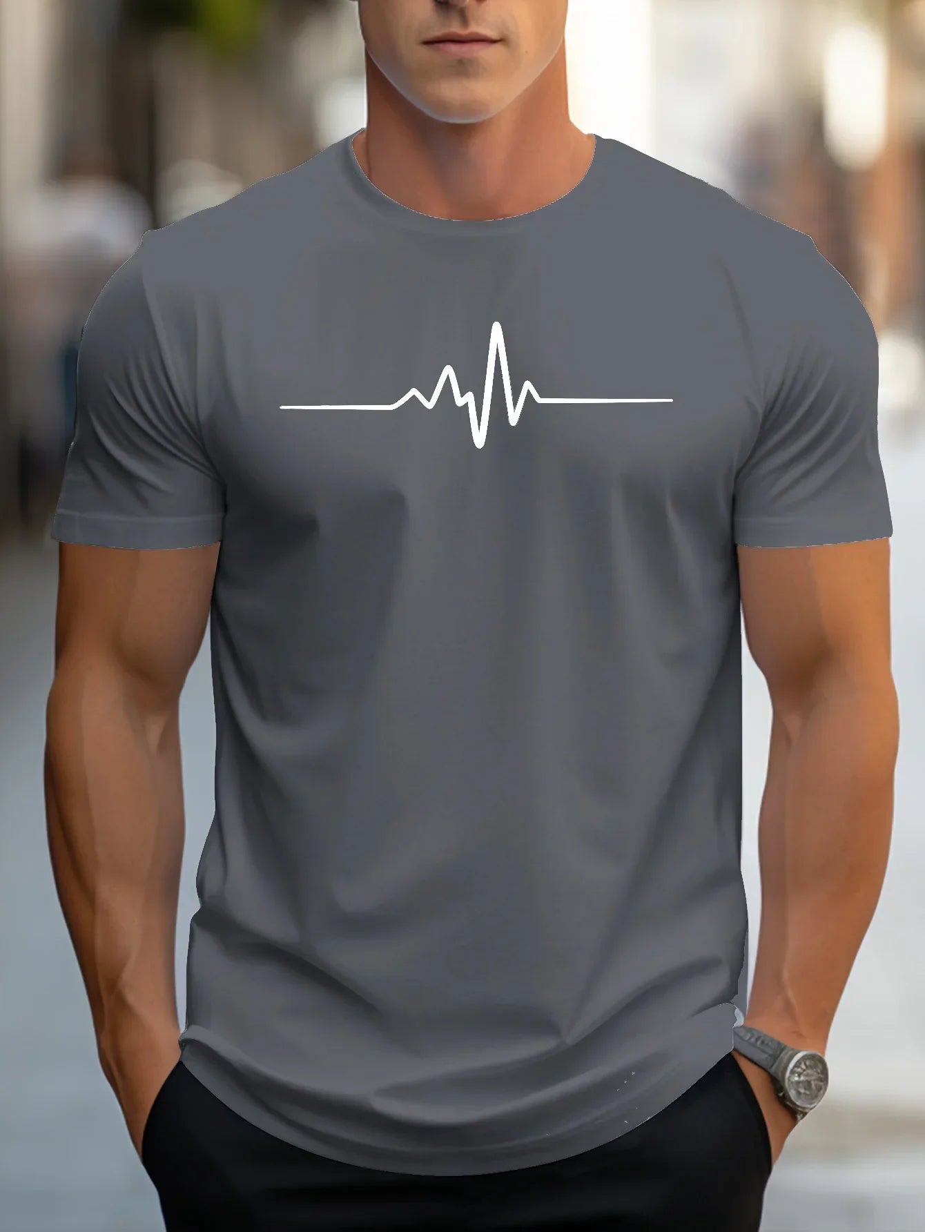 Men's T-shirt – Slim fit – Soft knit – Crew neck – Short sleeves – Graphic print