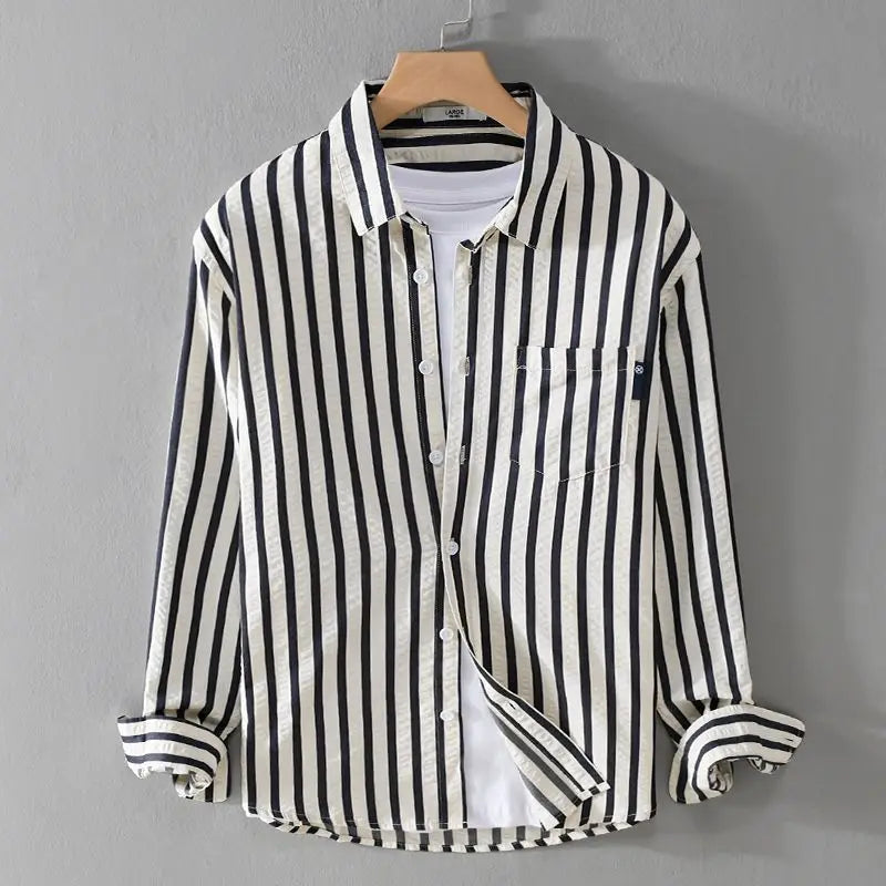 Blouse femme – Coupe décontractée – Rayures verticales – Tissu respirant – Boutonnée