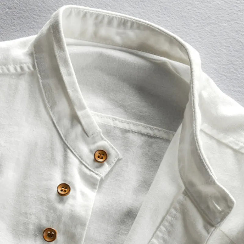 Men's slim shirt – mao collar – long sleeves – comfortable breathable fabric