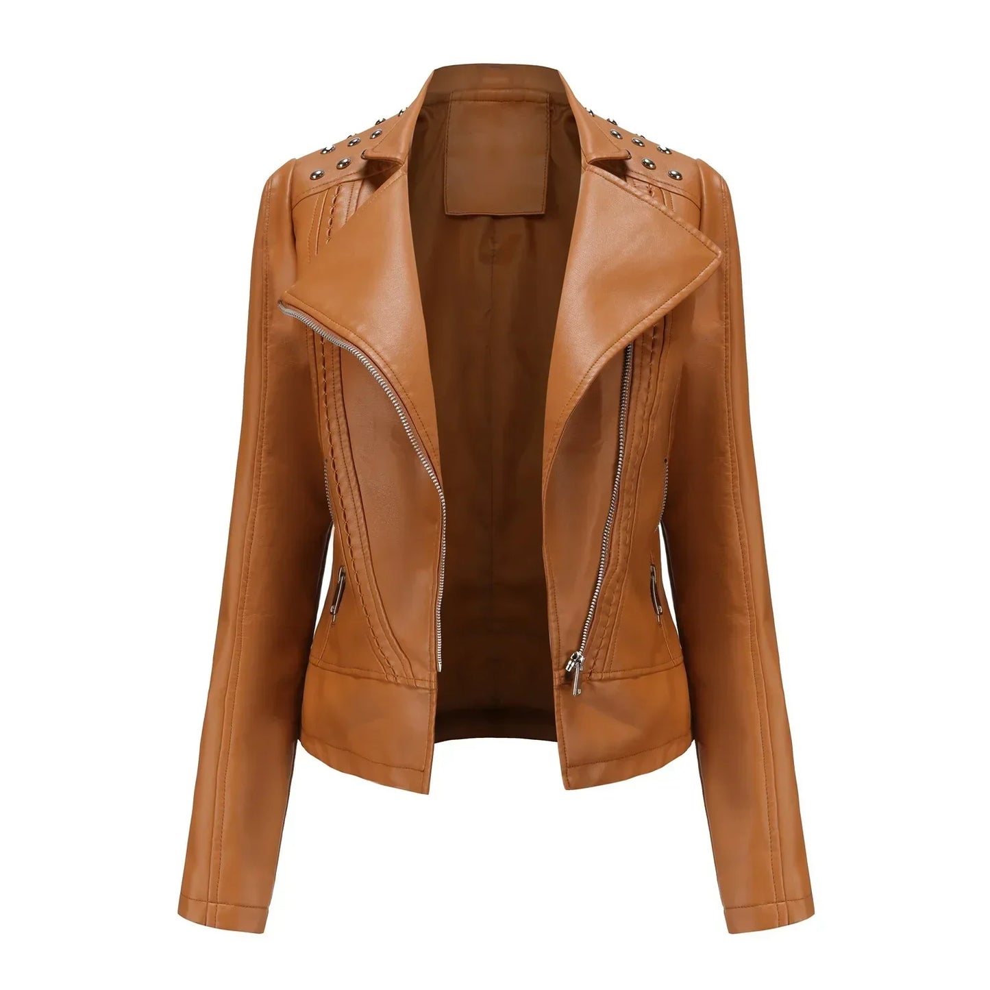 Veste tailleur femme – Coupe structurée – Détails cloutés – Fermeture zippée