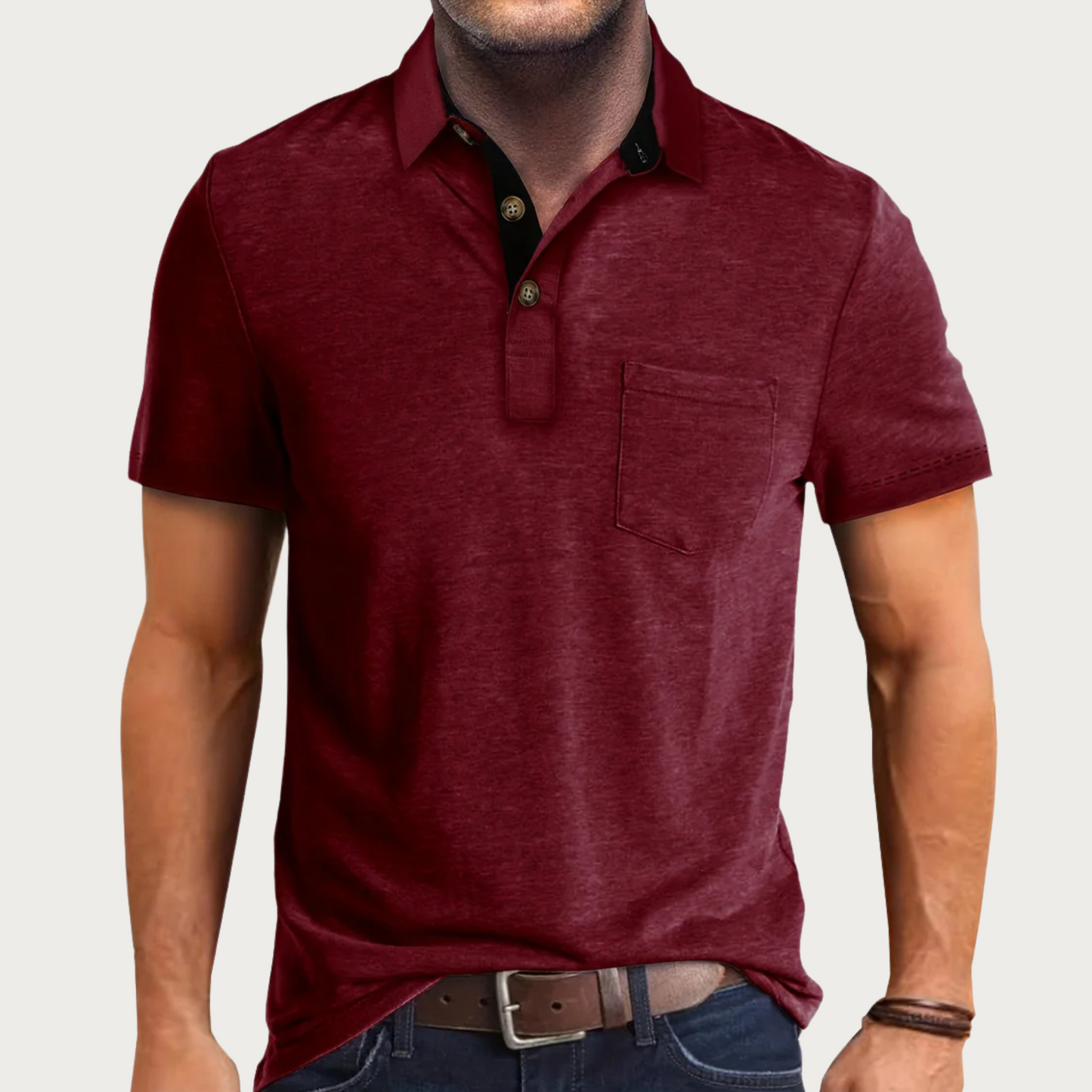 Men's polo – Regular fit – Soft breathable knit – Short sleeves – Chest pocket