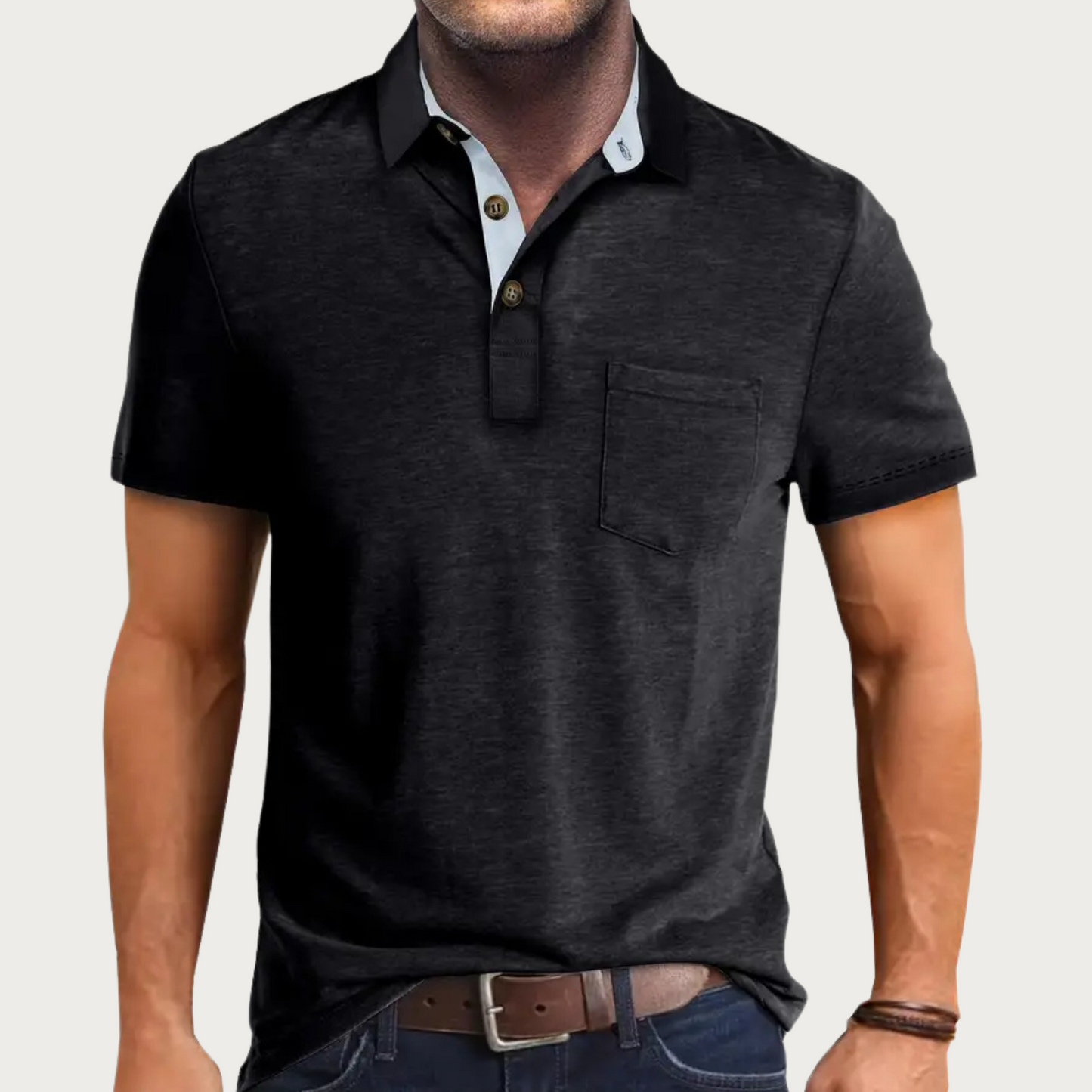 Men's polo – Regular fit – Soft breathable knit – Short sleeves – Chest pocket
