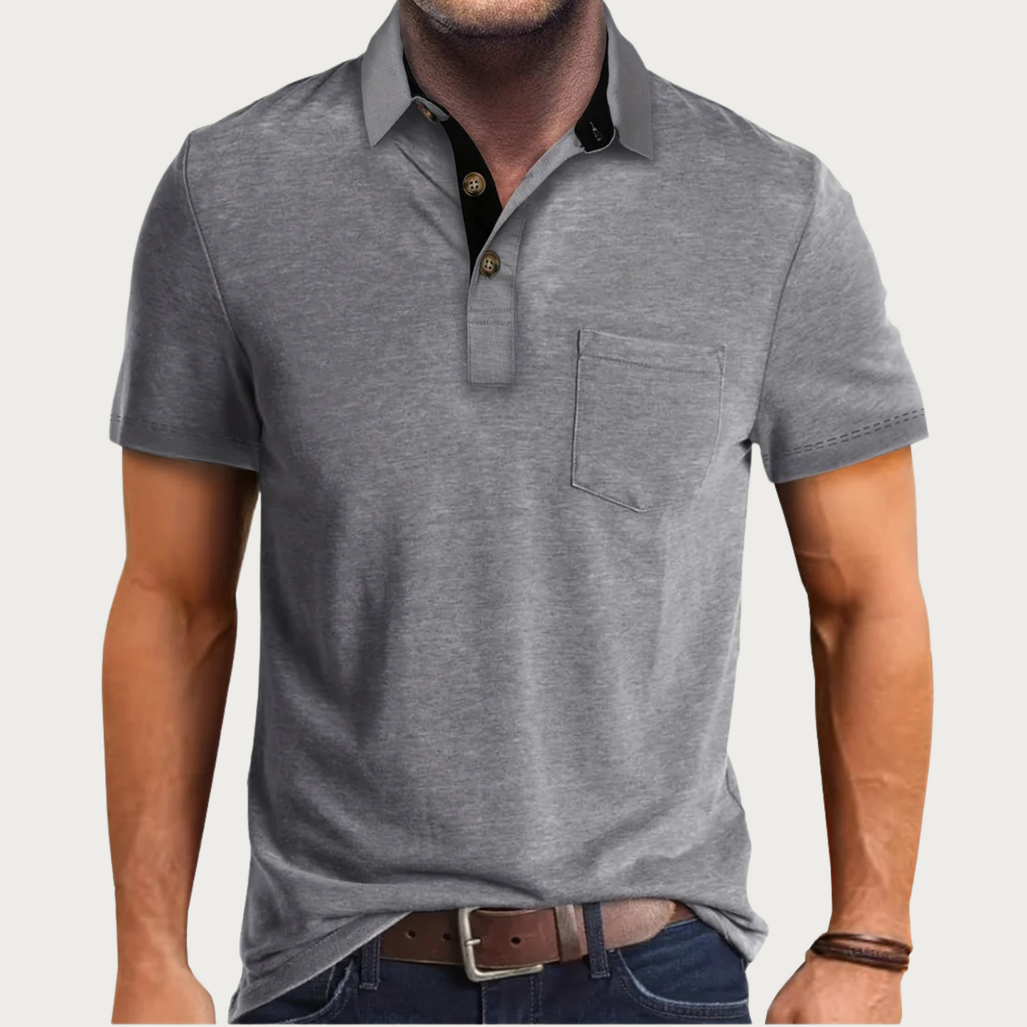 Men's polo – Regular fit – Soft breathable knit – Short sleeves – Chest pocket