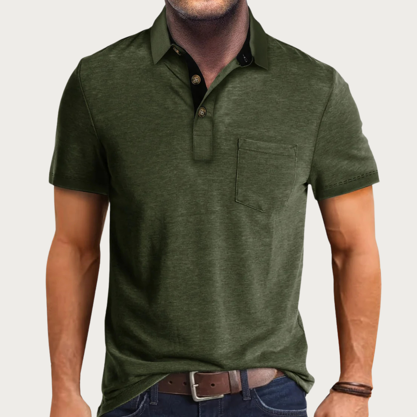 Men's polo – Regular fit – Soft breathable knit – Short sleeves – Chest pocket