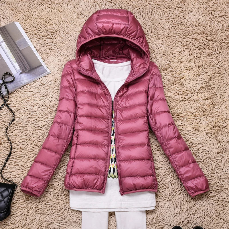 Chloe Hooded Puffer Jacket | Quilted Zip Front Jacket