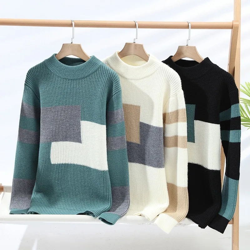 Elias Knit Sweater | Geometric High-Neck Sweater