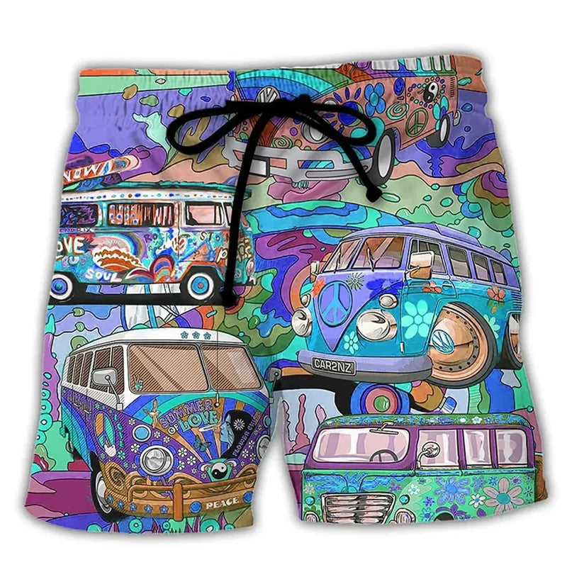 Men's swim shorts – Straight cut – Quick-drying – Boho print – Adjustable waist