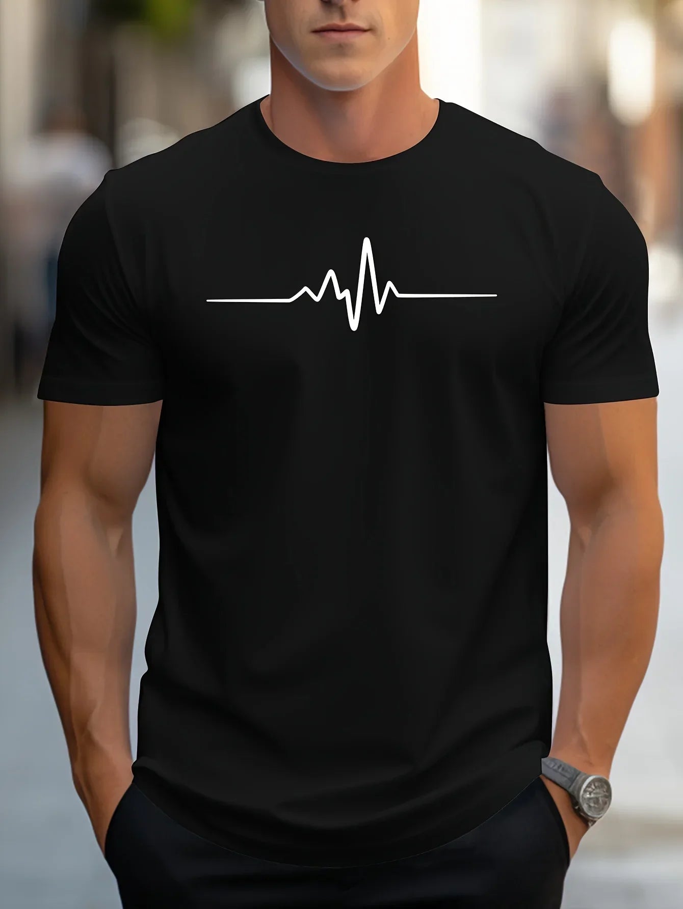 Men's T-shirt – Slim fit – Soft knit – Crew neck – Short sleeves – Graphic print