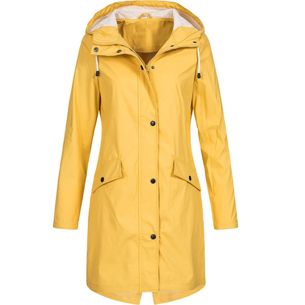 Veste imperméable femme – Coupe droite – Capuche réglable – Longueur mi-cuisse