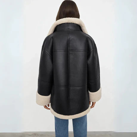 Veste femme – Coupe oversize décontractée – Doublure douce – Col tailleur zippé – Longueur hanches
