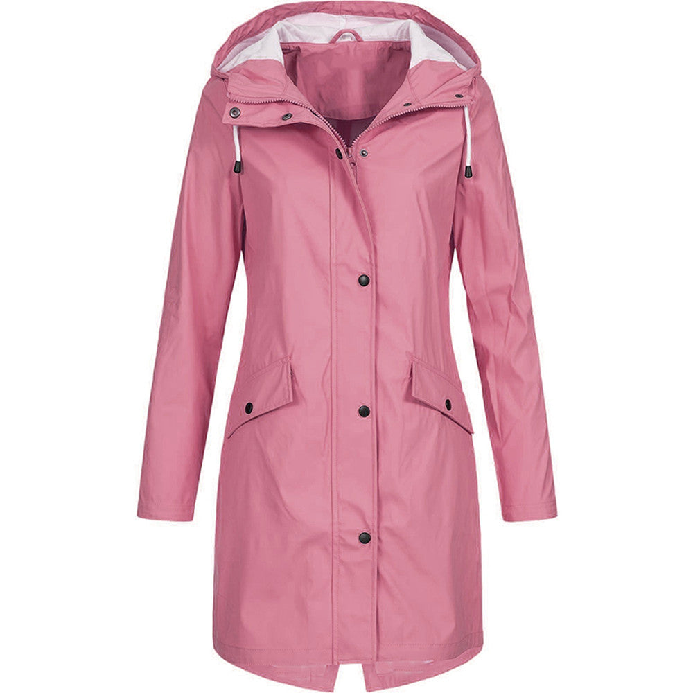 Veste imperméable femme – Coupe droite – Capuche réglable – Longueur mi-cuisse