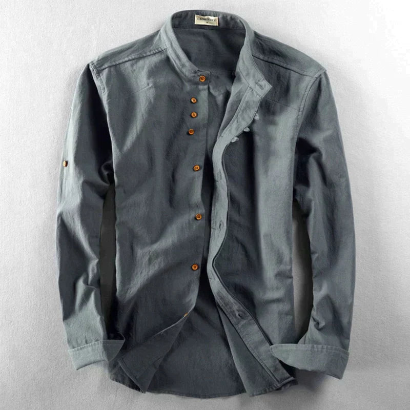 Men's slim shirt – mao collar – long sleeves – comfortable breathable fabric