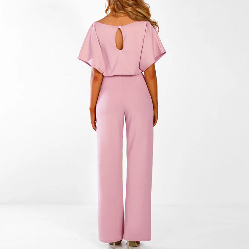 Combinaison femme – Coupe fluide – Tissu léger – Dos ajouré – Ceinture élégante