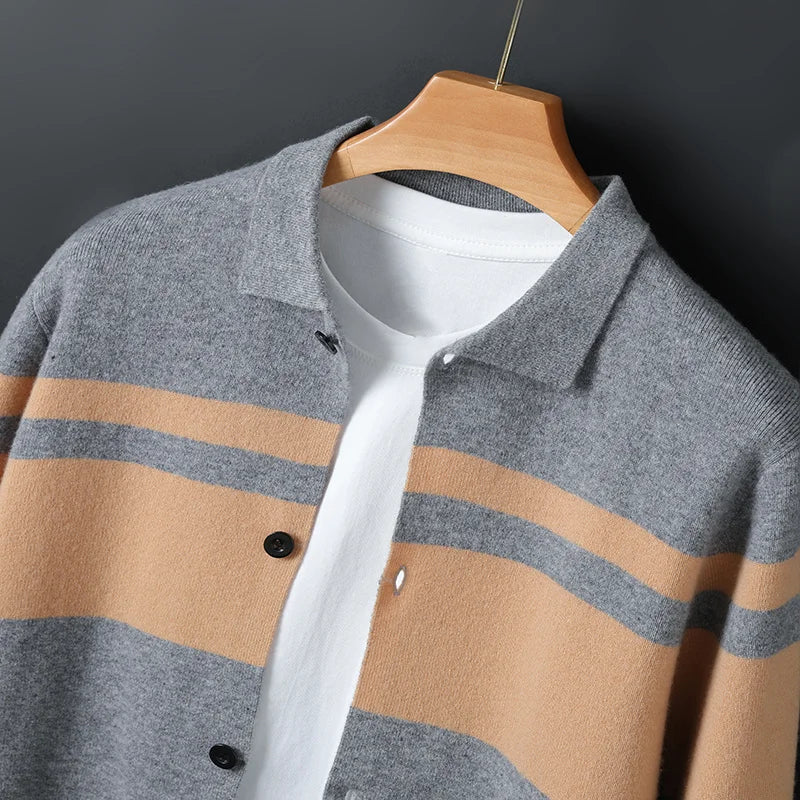 Archie Relaxed Fit Cardigan | Striped, Collared Cardigan