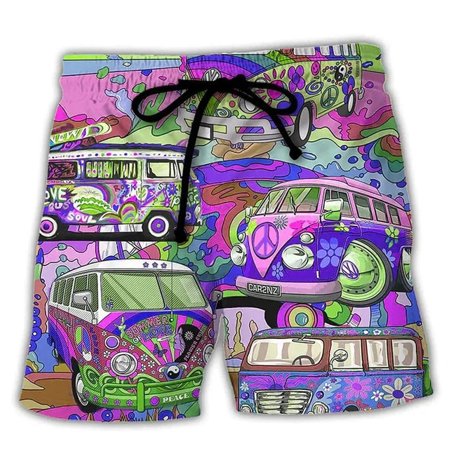 Men's swim shorts – Straight cut – Quick-drying – Boho print – Adjustable waist