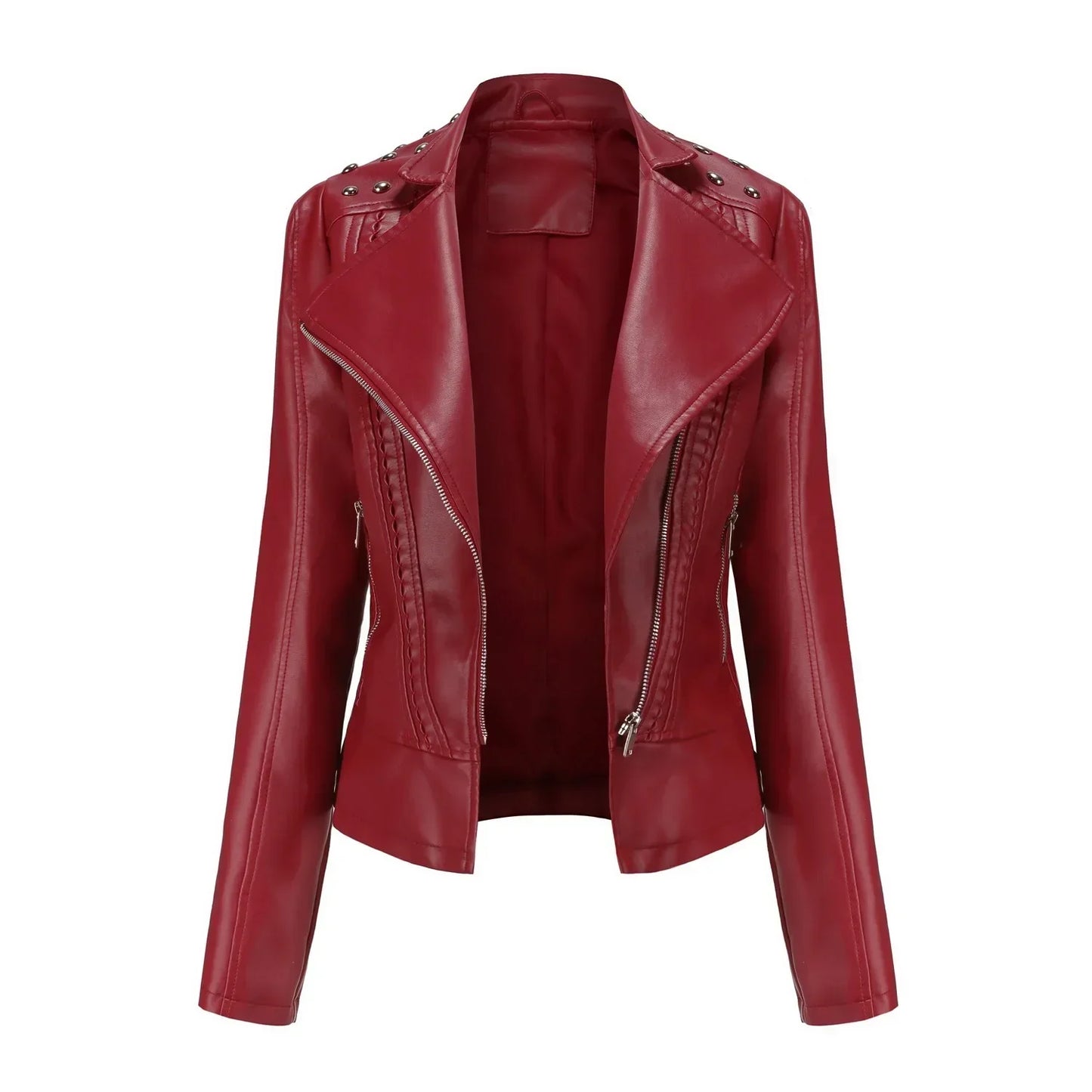 Veste tailleur femme – Coupe structurée – Détails cloutés – Fermeture zippée