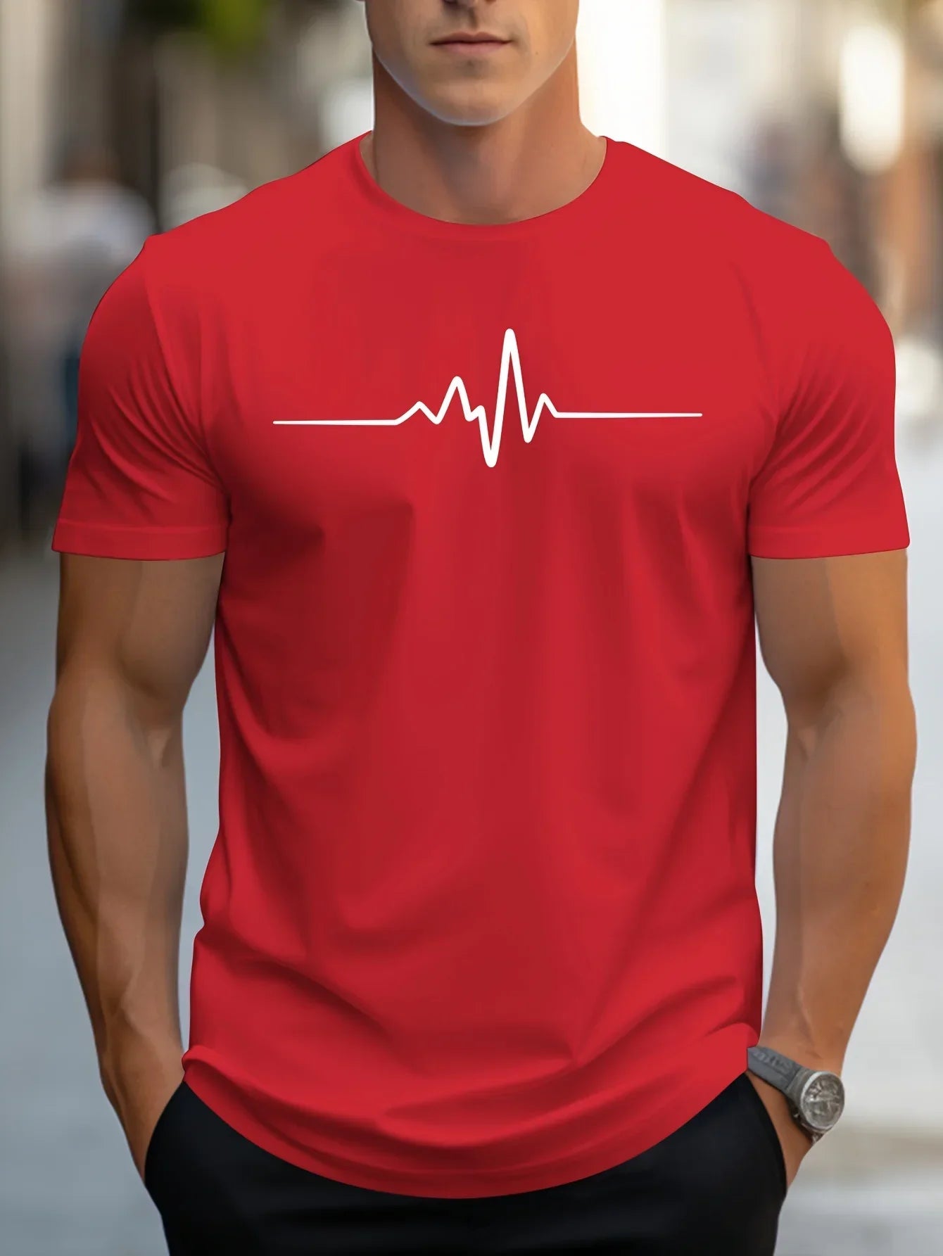 Men's T-shirt – Slim fit – Soft knit – Crew neck – Short sleeves – Graphic print