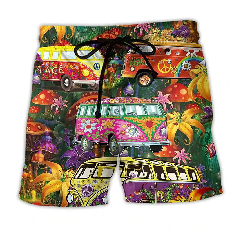 Men's swim shorts – Straight cut – Quick-drying – Boho print – Adjustable waist