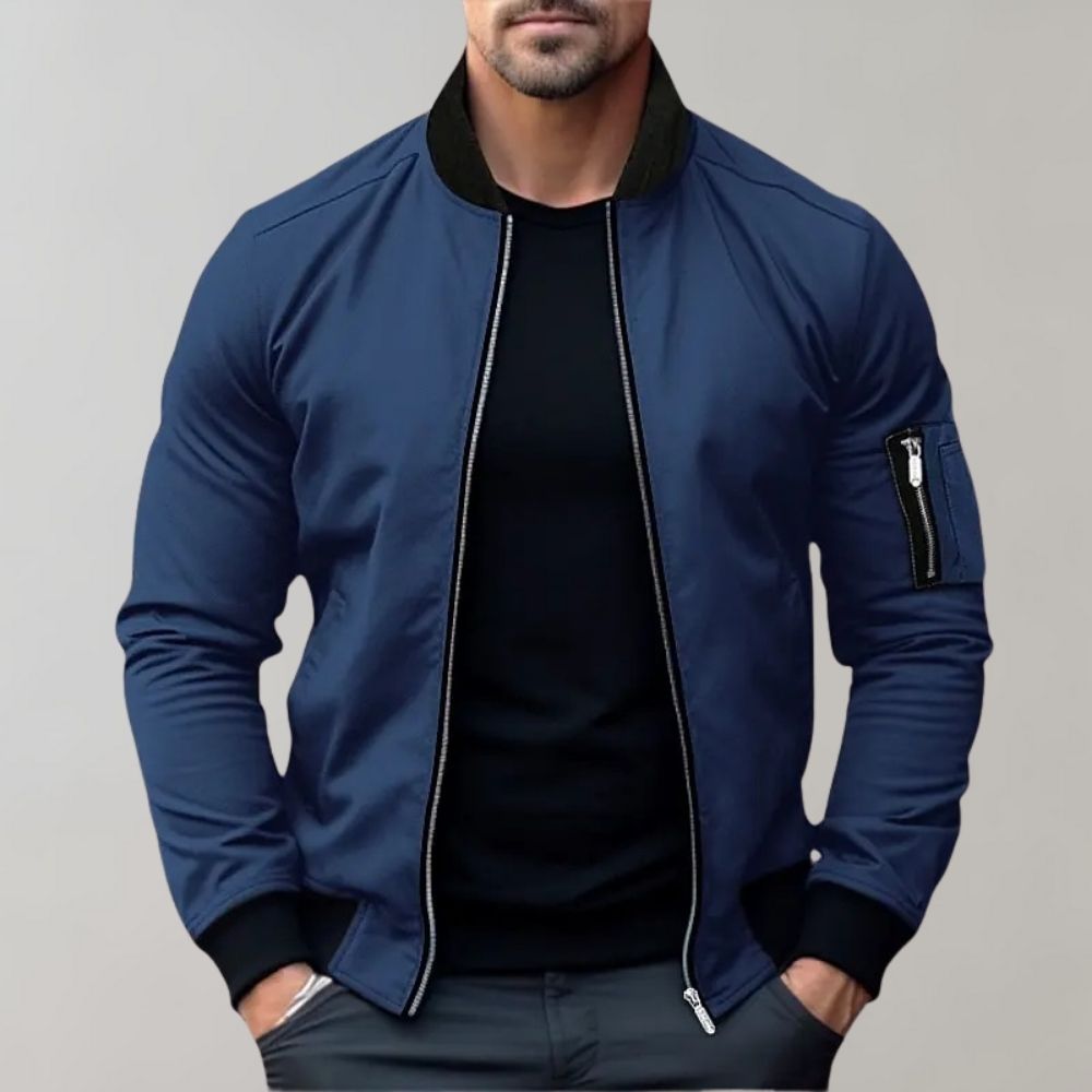 Roberto Slim Fit Bomber Jacket | Casual Zip Front Jacket
