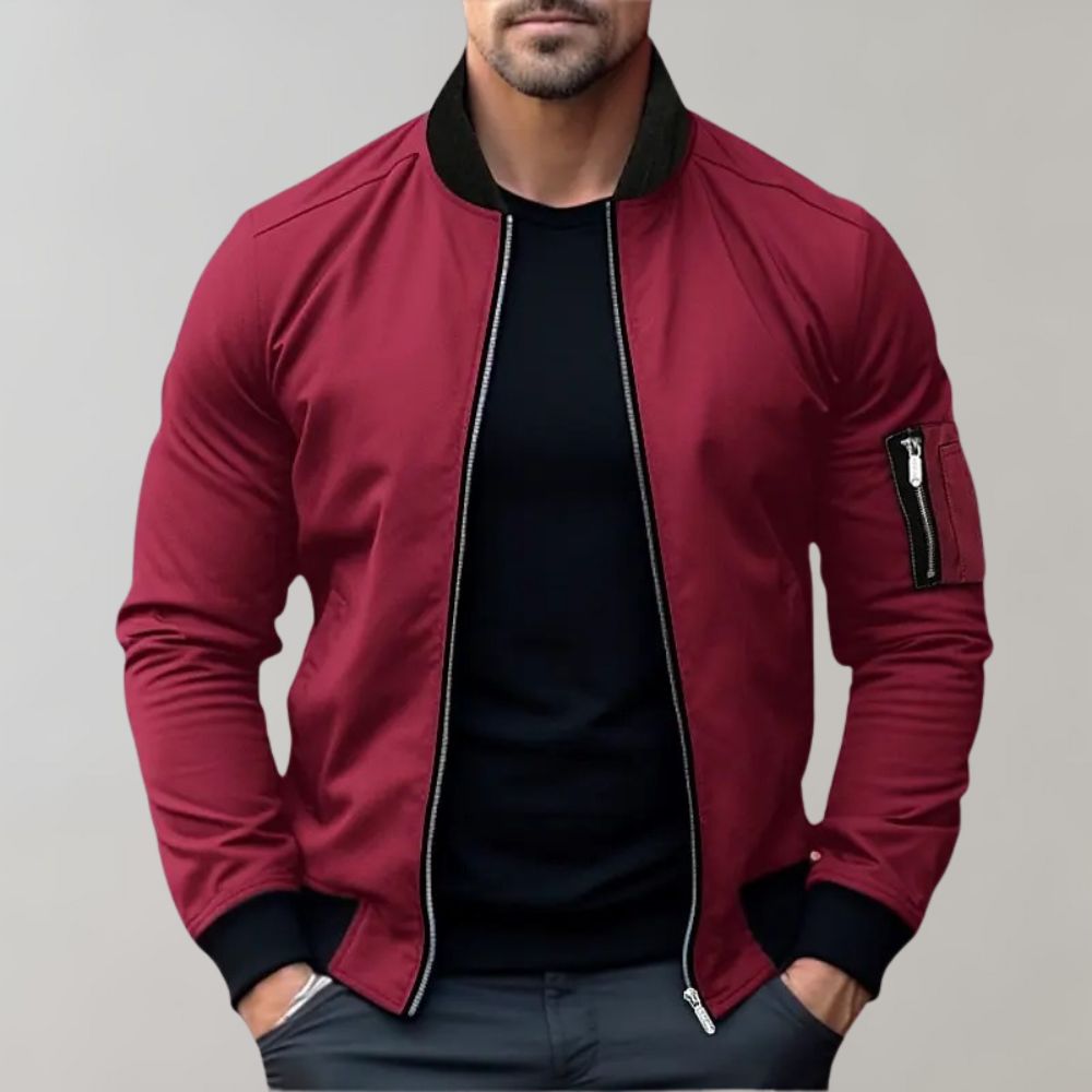 Roberto Slim Fit Bomber Jacket | Casual Zip Front Jacket