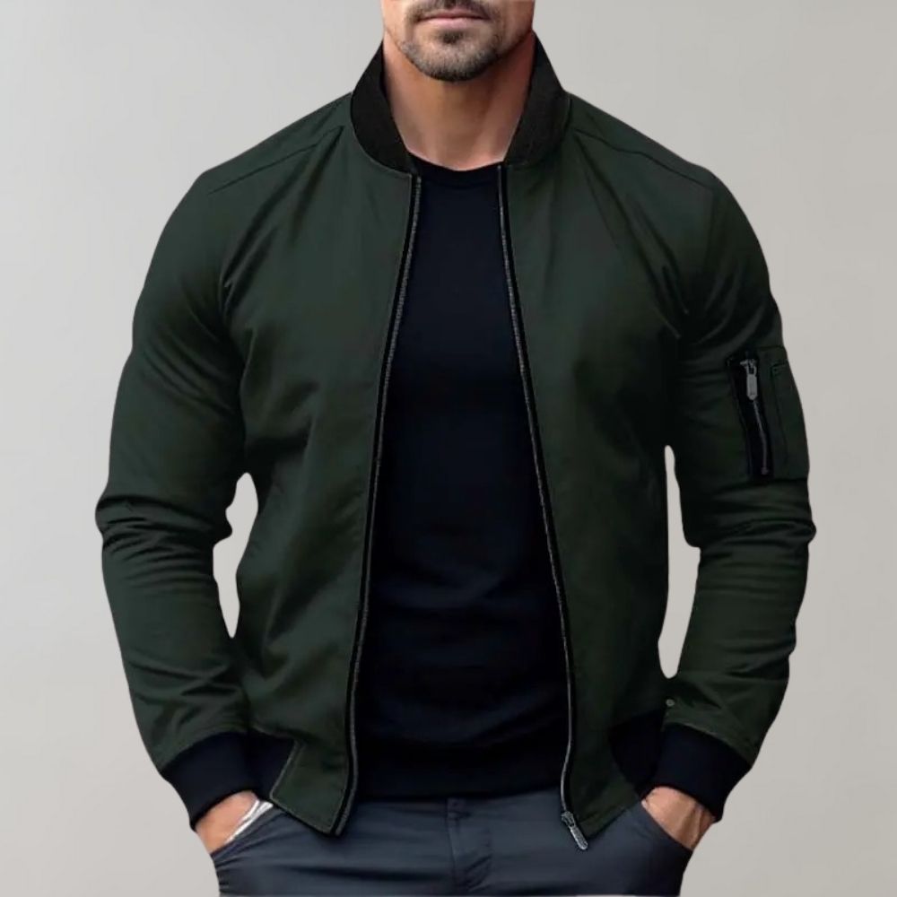 Roberto Slim Fit Bomber Jacket | Casual Zip Front Jacket
