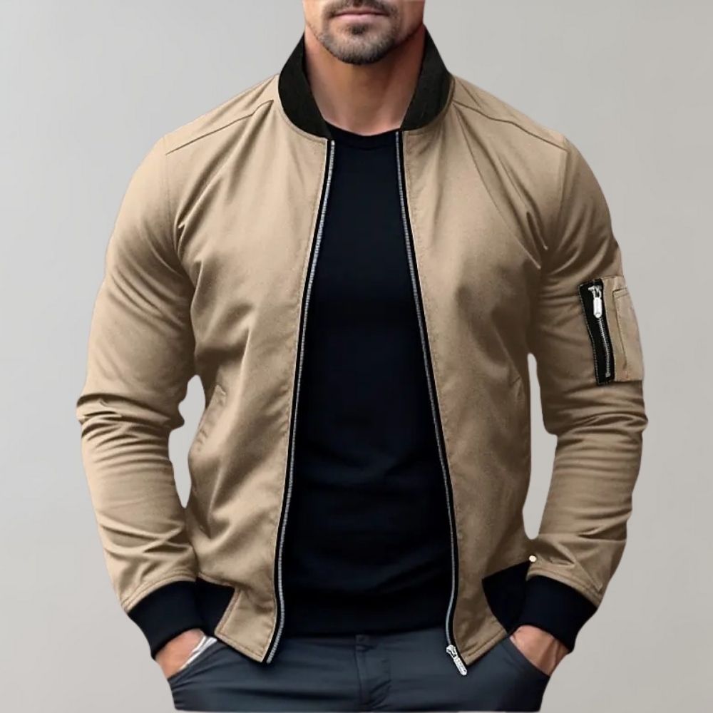 Roberto Slim Fit Bomber Jacket | Casual Zip Front Jacket