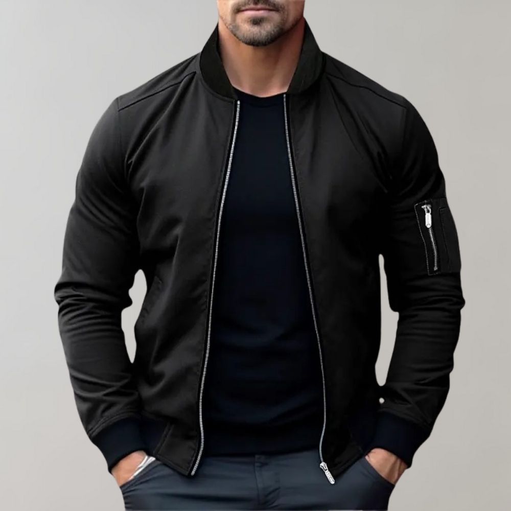 Roberto Slim Fit Bomber Jacket | Casual Zip Front Jacket