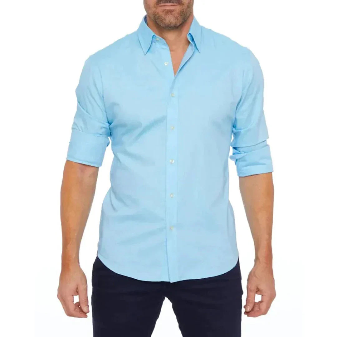 Men's shirt – Slim fit – Breathable fabric – Long rolled-up sleeves – Buttoned