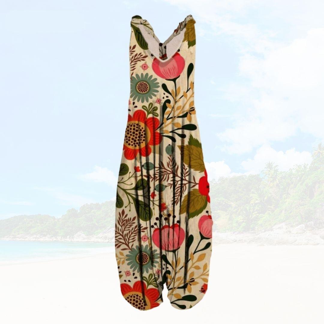 Women's jumpsuit – Relaxed fit – Sleeveless – Breathable fabric – Ankle length