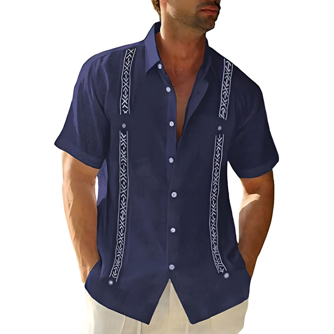 Men's shirt short sleeves – Relaxed fit – Embroidered details – Breathable fabric