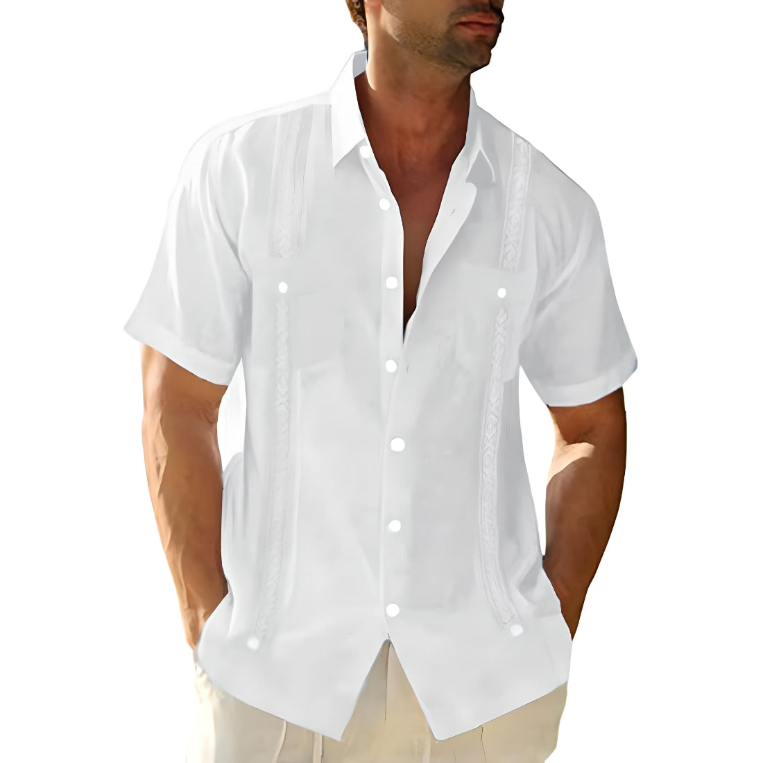 Men's shirt short sleeves – Relaxed fit – Embroidered details – Breathable fabric