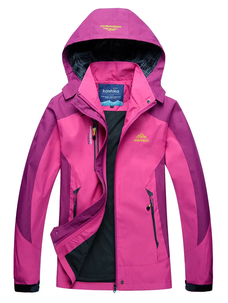 Veste imperméable femme – Coupe décontractée – Capuche ajustable – Poches zippées