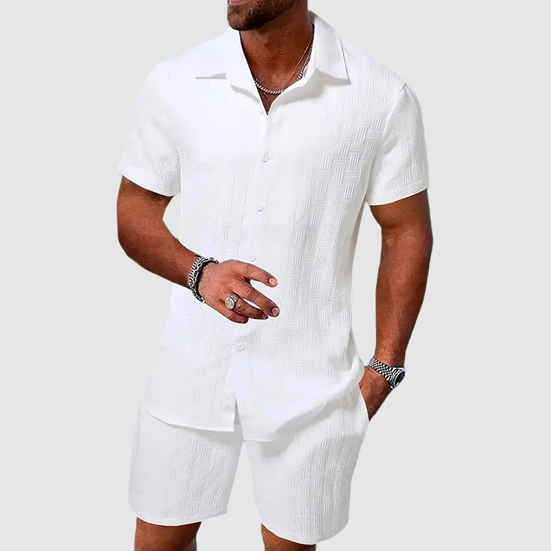 Men's Casual Set – Loose Fit – Breathable Fabric – Buttoned Shirt