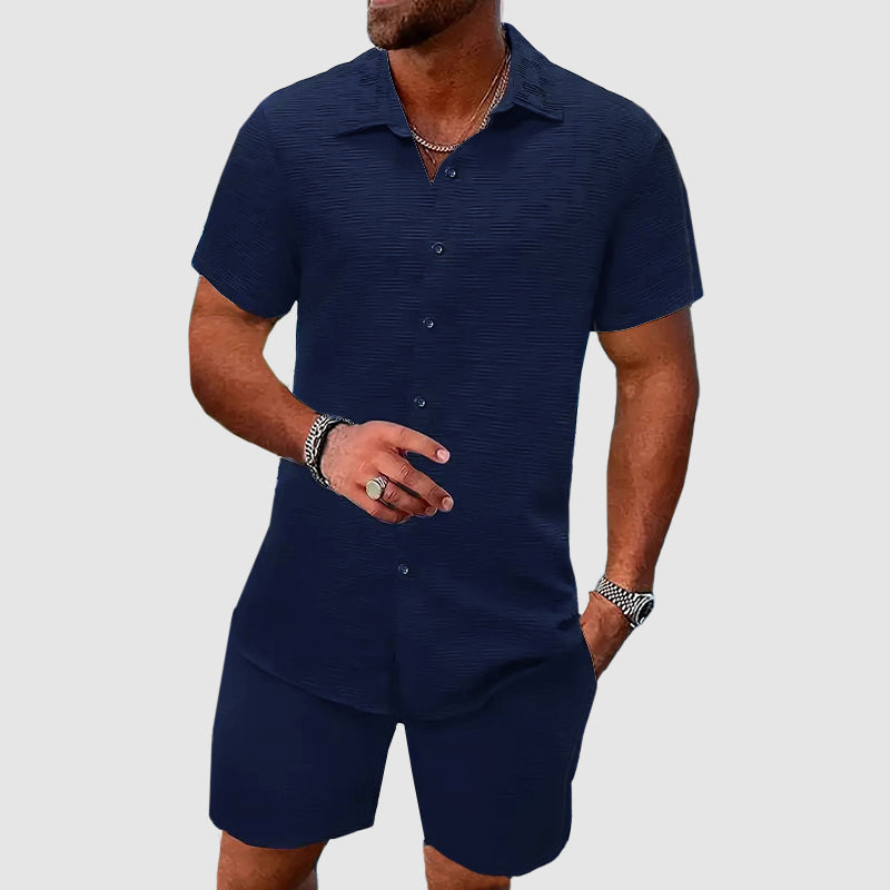 Men's Casual Set – Loose Fit – Breathable Fabric – Buttoned Shirt