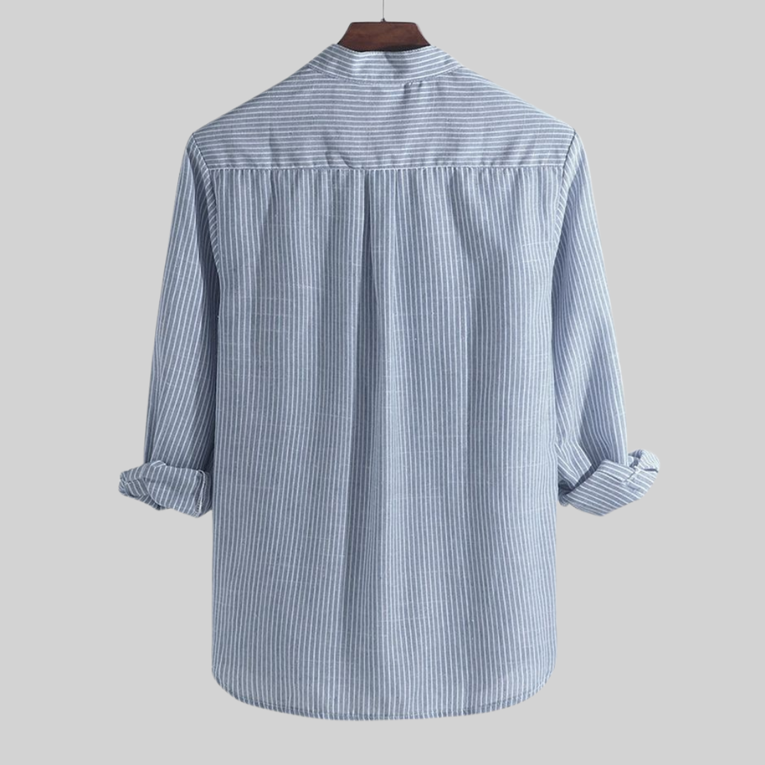 Shirt for men – Relaxed fit – Breathable fabric – Striped – Rolled long sleeves