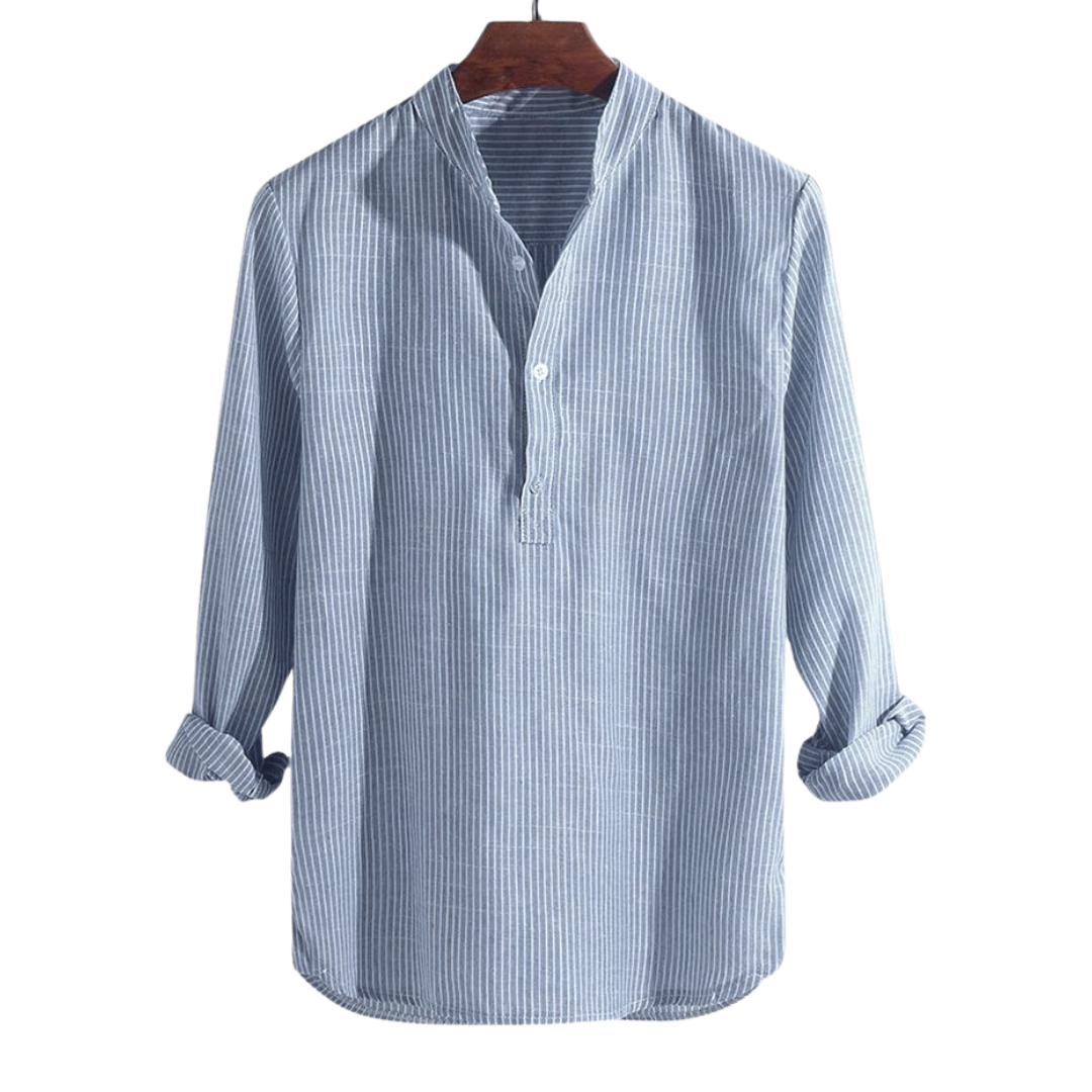 Shirt for men – Relaxed fit – Breathable fabric – Striped – Rolled long sleeves
