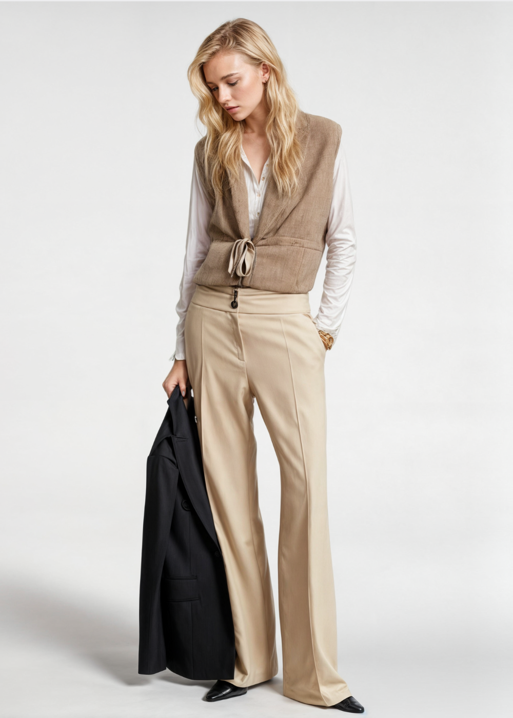 Gilet femme – Coupe décontractée – Tissu doux – Sans manches – Décolleté en V